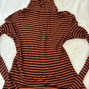 Zara Orange and Black Striped Top